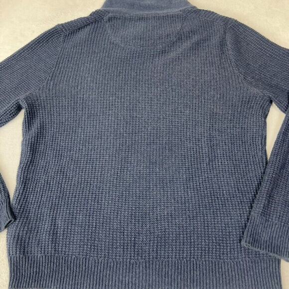 Nordstrom Sweater M Blue Men Shop Waffle Knit Shawl Neck Cashmere Blend Pullover - Picture 8 of 8